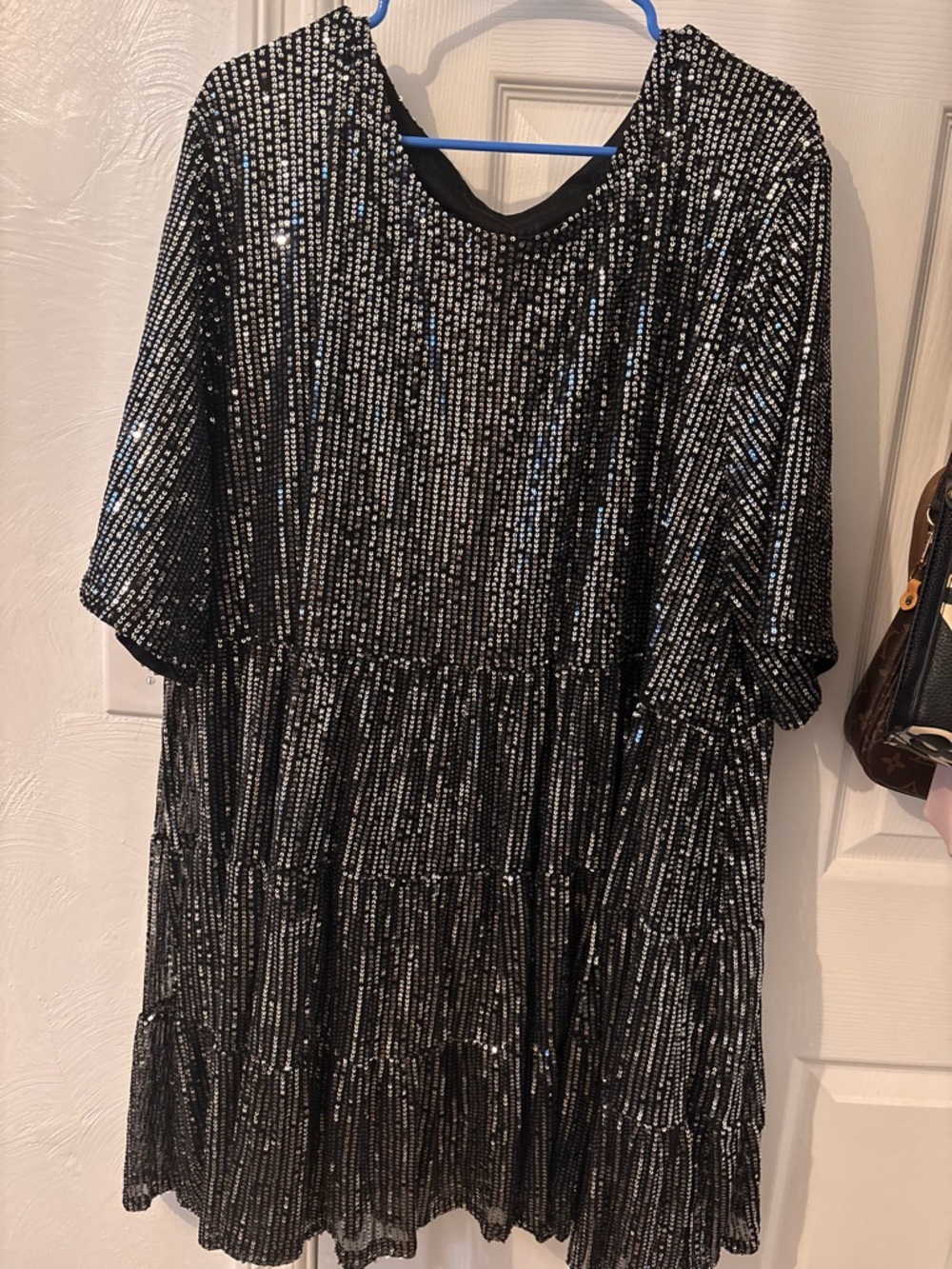 Black Sequin Tiered Party Dress